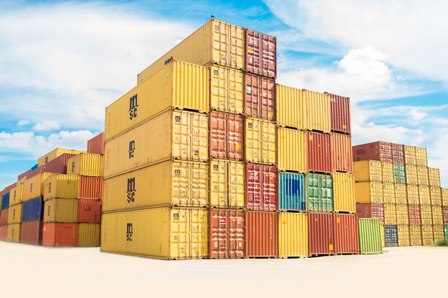 Stacked shipping containers